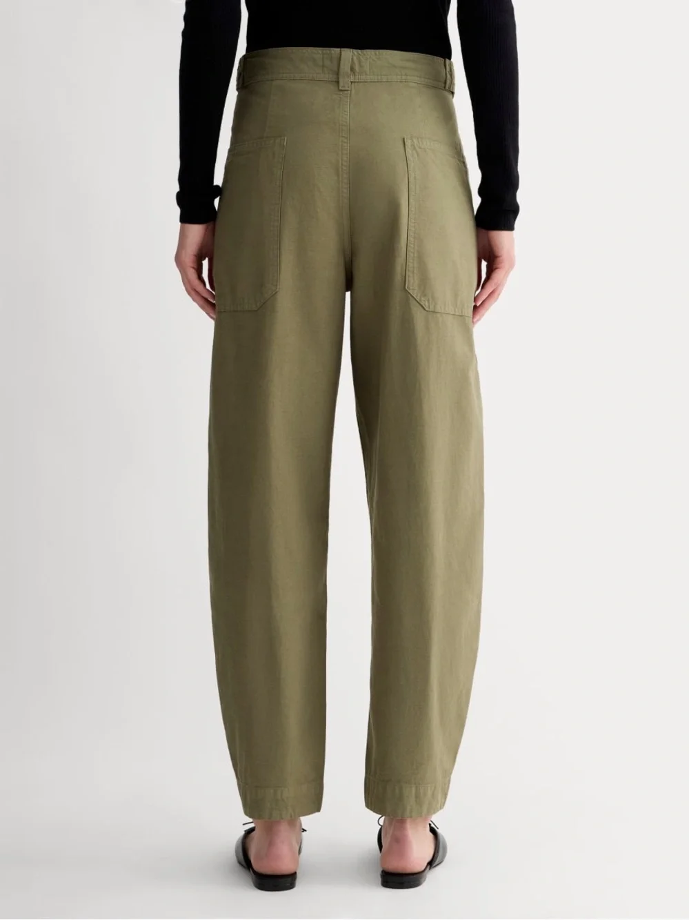 NWT EVERLANE The Fatigue Barrel Pant Kalamata Olive Green Cotton Linen Blend 6